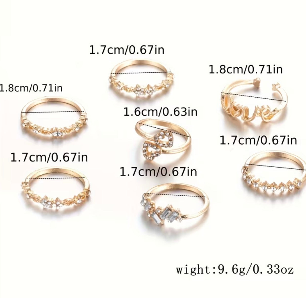 7pcs Creative Fashion Romantic Love Letter LOVER Stackable Ring Set for Girls, Versatile Everyday Date Gift Index Finger Rings