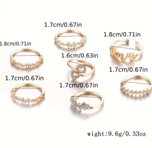 7pcs Creative Fashion Romantic Love Letter LOVER Stackable Ring Set for Girls, Versatile Everyday Date Gift Index Finger Rings