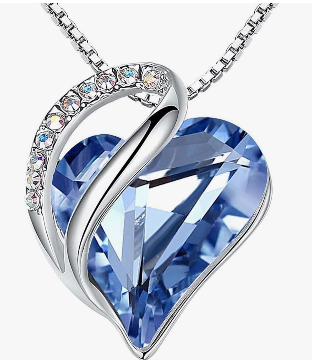Gift Necklaces for Women, Infinity Love Birthstone Heart Crystal Pendant, Birthday Anniversary Jewelry for Wife, Mom, and Her, Silver Plated, 18" + 2" Adjustable Chain