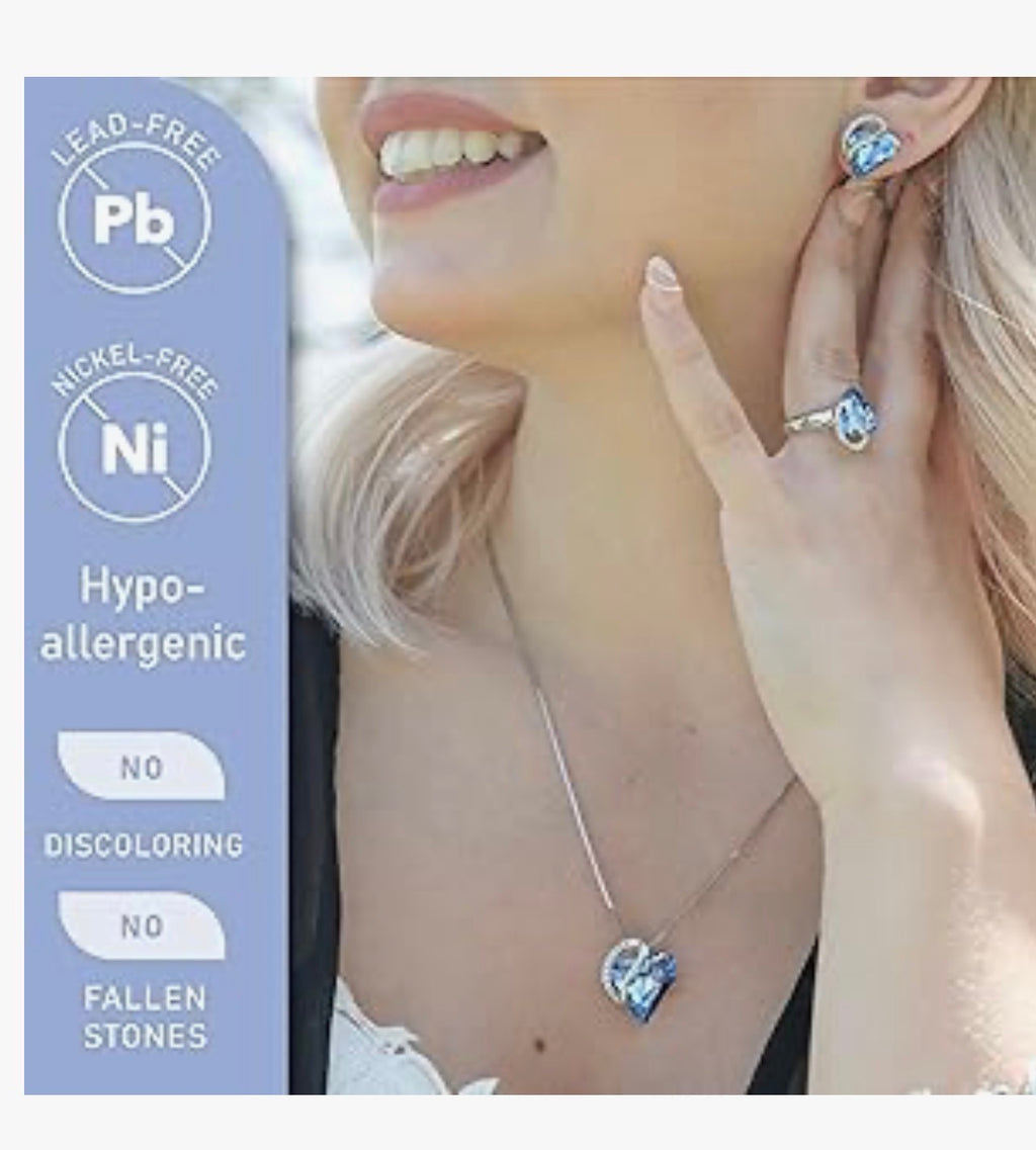 Gift Necklaces for Women, Infinity Love Birthstone Heart Crystal Pendant, Birthday Anniversary Jewelry for Wife, Mom, and Her, Silver Plated, 18" + 2" Adjustable Chain