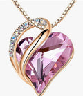 Gifts for Women Rose Gold Plated Necklaces: Heart Shaped Birthstone Crystal, Cubic Zirconia, Hypoallergenic Chain (18"+2"), Birthday Jewelry for Mom, Wife, and Girlfriend